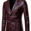 Mens Burgundy PU Leather Large