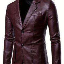 Mens Burgundy PU Leather Large