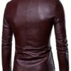 Mens Burgundy PU Leather Large - Image 3