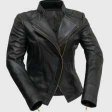Plus Size Womens PU Leather Jacket Black Size 14