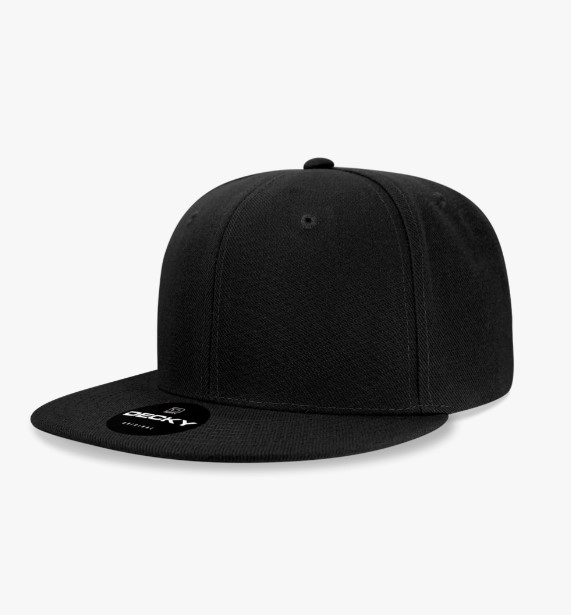 6 Panel Snapback Cap Black